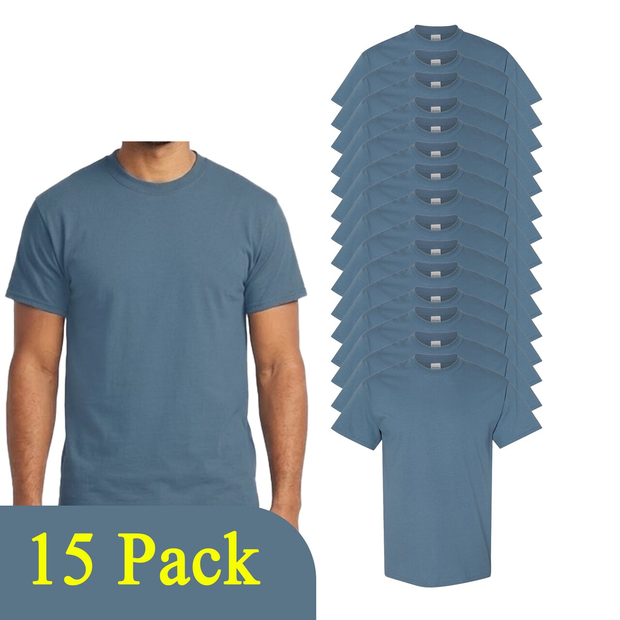 Gildan Heavy Cotton DIY Indigo Blue T-Shirt, Adult's Craft Blanks Multi Pack Tee